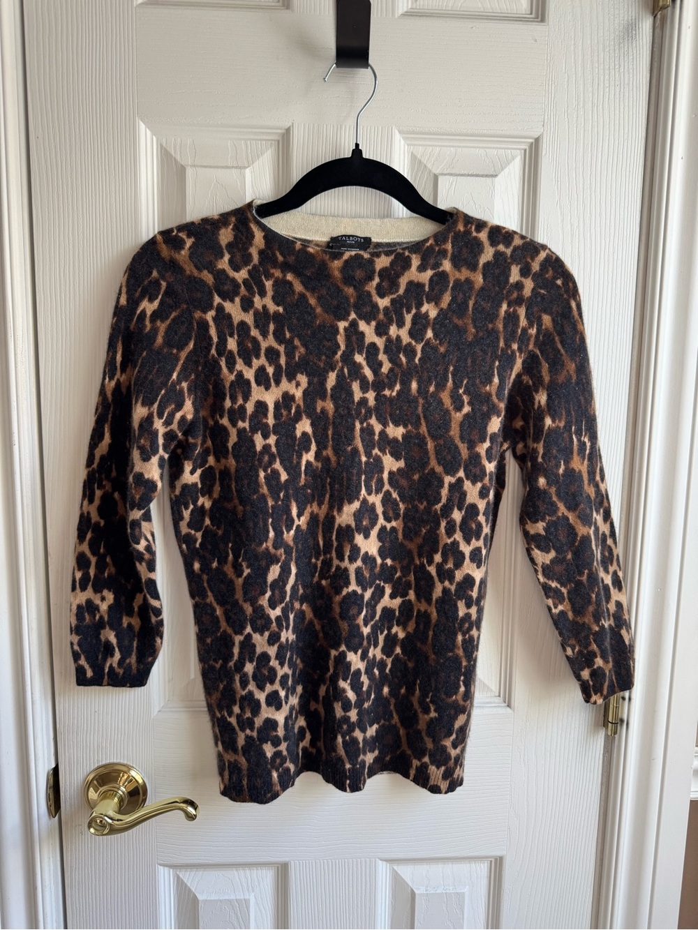 Talbots Audrey 100% Cashmere Leopard Sweater Petite M